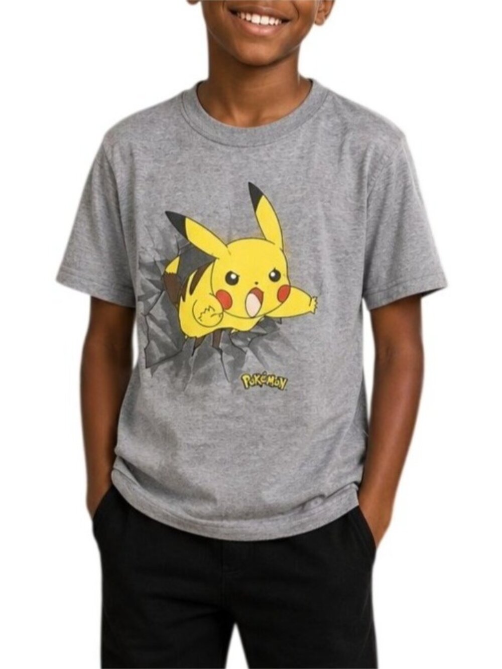 Pokemon Pikachu Kids Size Large Top Graphic Lightning Print Short Sleeve T-Shirt